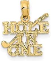 [JewelryWeb] 12.6mm Gold Hole In One With Golf Club Charm