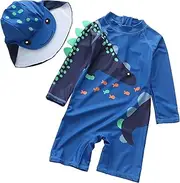 [SGMWVB] Baby Toddler one Piece Sunsuits with Sun hat Kids Zipper Bathing Suit Swimwear Infant UPF 50+ Rash Guard Surfing Suit