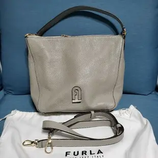 [二手] FURLA灰色肩背側背兩用包