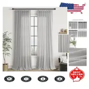 Elegant Silver Birch Pinch Pleat Linen Curtains - 120in Light-Filtering Panels