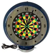 Darts Game Room, Dark Blue Lighted Gas Pump Globe Advertising Style Quartz Clock