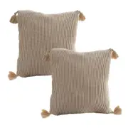 SOGA 2X 45cm Off-White Wabi-Sabi Tassel Square Throw Pillow