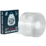 2-Pack 2mm Clear Double Sided Tape, 1in Width, 16.5ft (33ft Total) Free-Cut, ...