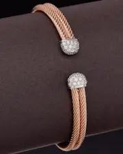 Meshmerise 18K Over Silver 0.3 ct. tw. Diamond Cuff Bangle