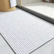 YUTA Chenille Bathroom Mat Rubber Backing Bathroom Rugs Non Slip-Super Absorbent Bath Mats for Bathroom Floor, Shower, Sink, Vanity, 40x60cm White
