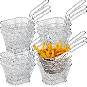 12 Pieces Mini Square Fry Basket Steel French Fry Chip Basket Food Baskets for Serving Stainless Steel Fry Basket with Handle Reusable Fries Holder Mini Deep Fryer with Basket for Home Decor