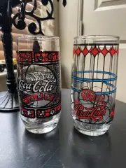 Vintage Pepsi-Cola Stained Glass Style Glass & Coca Cola Stained Glass
