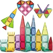 Techshining STEM Magnetic Tiles for Toddlers – 70PCS Montessori Building Blocks, Sensory Learning Magnet Toys for Kids Ages 3-5, Open-Ended Creative Play