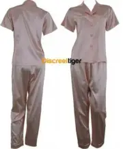 Champagne Pink Satin Pyjamas Silk PJs Short Sleeve Long Pants Plus Size 6 - 26