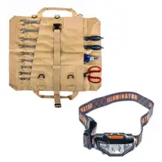 Adventure Kings Premium Tool Roll + Illuminator LED Head Torch Bright 70m range