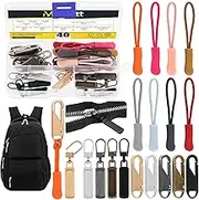 Mardatt 40Pcs 5 Colors Metal Zipper Pulls Cord Repair Kit with Zipper Pull Cord and Detachable Zipper Puller Tab Extender for Repairing Luggage Backpacks(Black, Silver, Gold, Gunmetal, Bronze)