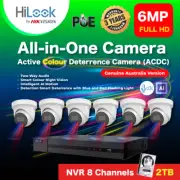 6MP Hilook By Hikvision : 4K NVR 8 Channels+2TB HDD+6 pcs. IP Camera Color