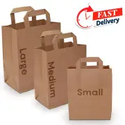 Brown Kraft SOS Paper Bags With Flat Handles Carrier Bag Gifts Foods Takeaway