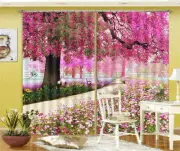 Aesthetic Flower Tree 3D Curtain Blockout Photo Printing Curtains Drape Fabric
