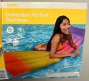 Anko 1.7m Inflatable Air Bed Rainbow for Pool Beach Lounging Summer 12+