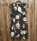 DESIGUAL VEST LORENA Sleevless Ruched Daisy Floral Pencil Dress Black & White M