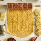 Wooden Embossed Rolling Pin Flower Embossing Rolling Pin for Baking Cookies