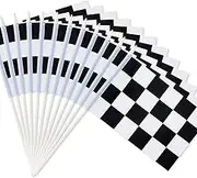 Novelty Place 12Pcs Checkered Flags Black and White Racing Stick Flags - 8"x5.5" - Decorations for Kids' Car theme Birthday, Race Car Party, Sport Events