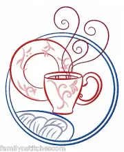 Color Outline Tea Time 10 Machine Embroidery Designs on CD in 4 sizes