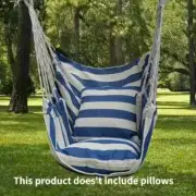 Comfortable & Durable Canvas Hammock Chair Swing Striped Blue Fabric Seat