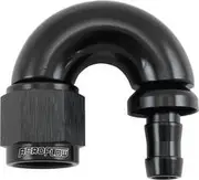 Aeroflow -6AN to 5/16" Barb 180 Degree Full Flow Push Lock Black - AF516-06-05BLK