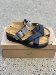 Naot Juliette Sandal Women's Size 40 / US 9 Black / Beige Slide Platform