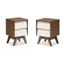 Home Square 2 Piece Engineered Wood 2-Drawer Nightstand Set in White/Walnut