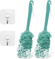 2Pack Back Scrubber for Shower Loofah with Long Handle, Shower Brush for Body, 17″ Loofah on a Stick for Men Women Bathing Accessories, Scrubber Sponge for Exfoliating Bath Brushes (Green)