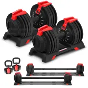 CORTEX Revolock V2 48kg Adjustable Dumbbell + Barbell + Kettlebell All-in-One Set (24kg Pair)