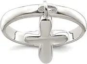 [JewelryWeb] 925 Sterling Silver Polished Solid Religious Faith Cross Dangle Ring Band Style-Ring for Women