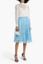 NWT $1,490 VALENTINO Chiffon Bow Blouse In Ivory 42 6
