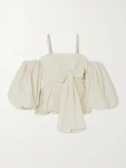 [Erdem] Erdem - Maryam Convertible Bow-detailed Broderie Anglaise Poplin Blouse - White - UK 10 UK 10 White