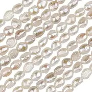 [AIEX] 2 Strings About 100 PCS 14.2-15.7inch Natural Pearls Beads, Artificial Freshwater Cultured Pearl Beads Bulk White Spacer Pearl Bead for DIY Craft Bracelet Earring Jewelry Making