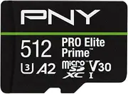 PNY PRO Elite Prime™ C10 U3 V30 A2 microSDXC 512GB Flash Memory Card - Ultra Fast Speed 200MB/s Read 150MB/s Write 4K UHD Full HD UHS-I Smartphone Drone Action