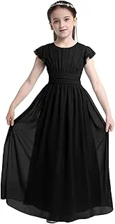 [XUNZOO] Girls Formal Flower Dress A-Line Sleeveless Ruched Chiffon Wedding Party Junior Bridesmaid Dress