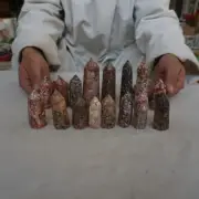 2.2LB 15Pcs Natural Leopard Skin Jasper Crystal Point Tower Healing Africa