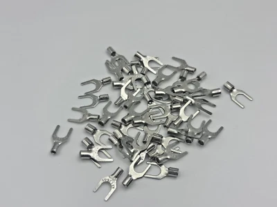 50 pcs #10 16-14 AWG Gauge Non-Insulated Spade Fork Terminal Connector