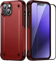 for iPhone 14 pro Max case with Screen Protector,Heavy Duty Protection Dual Layer Military Grade Drop Proof Cover Hard Shell Sturdy Durable Phone Case for iPhone 14 pro Max (ip14 6.1 Red)
