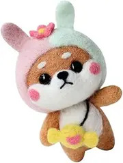 TEHAUX Needle Felting Kit DIY Plush Doll Set Craft Tool for Kids Wool Felting for Beginners Japanese Dog DIY Craft