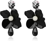 [XYAYOU] Flower Petal Resin Bead Statement Dangle Floral Tassel Earrings for Women Girls Jewelry