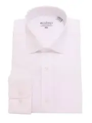 Mens Slim Fit White Tonal Basketweave Spread Collar Cotton Dress Shirt