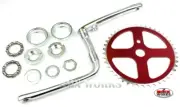 ProBMX Old School Style Crank Flight Chainwheel & Bearing Set Chrome & Red