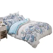 All Size Bed Doona Quilt Duvet Cover Set Blue Paisley
