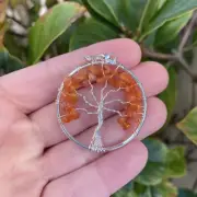 Carnelian Tree of Life Pendant & Meaning Card "GENUINE GEMSTONES"
