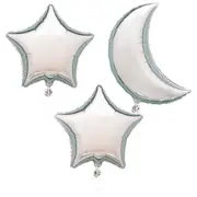 Moon & Stars Silver Foil Balloon Kit (Pack of 3)