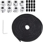 ViaGasaFamido 3D Printer Toothing Set 8-Part 2GT Toothing Belt Bore 8 Mm + 5 Meters Toothed Belt Wide 6 Mm + 16 Screws + 1 Small Wrench for 3D Printing Exchange, Accessories for Printer