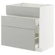 METOD / MAXIMERA base cab f sink+3 fronts/2 drawers, white/Havstorp light grey, 80x60x80 cm
