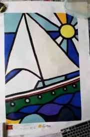 Sailboat And Sun - Fernando Allende - Giclee, Art, Print, Wall Decor, Painting