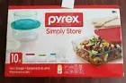 NEW Sealed Pyrex 10-Piece Simply Store Glass Containers with Colored Lids Set
