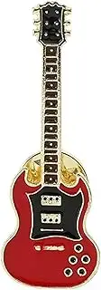 Red Electric Guitar Pin Badge, One Size, Metal